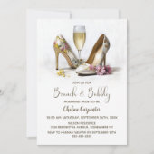 Champagne and Floral Shoes Brunch and Bubbly 招待状 (正面)
