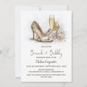 Champagne and Floral Shoes Brunch and Bubbly 招待状 (正面)