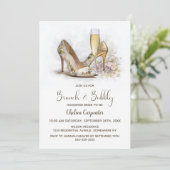 Champagne and Floral Shoes Brunch and Bubbly 招待状 (スタンド正面)