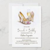 Champagne and Floral Shoes Brunch and Bubbly 招待状 (正面)