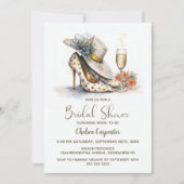 Champagne and Gold Polka Dot High Heel Shoes 招待状 (正面)