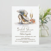 Champagne and Gold Polka Dot High Heel Shoes 招待状 (スタンド正面)