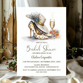 Champagne and Gold Polka Dot High Heel Shoes 招待状