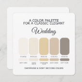 Champagne and Ivory Wedding Color Palette Card 招待状 (正面/裏面)
