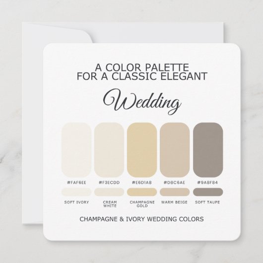 Champagne and Ivory Wedding Color Palette Card 招待状 (正面)