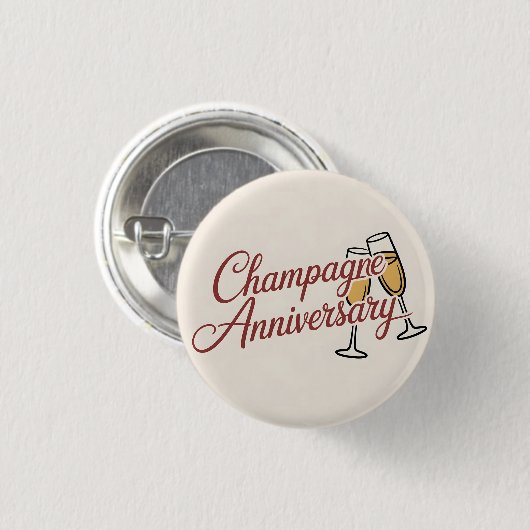 Champagne Anniversary Celebration Script Graphic 缶バッジ (正面&裏面)
