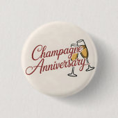 Champagne Anniversary Celebration Script Graphic 缶バッジ (正面)
