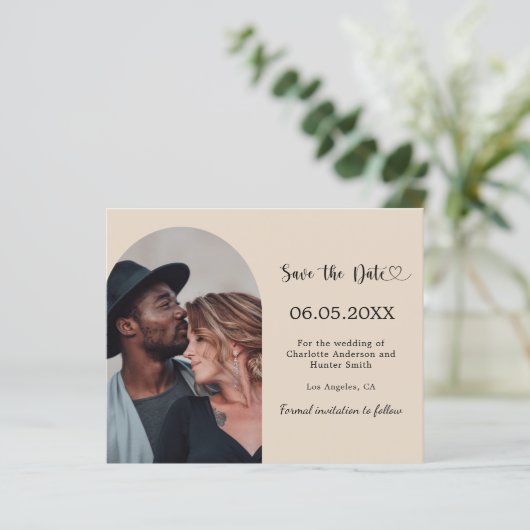 Champagne arch photo wedding Save the Date card (スタンド正面)