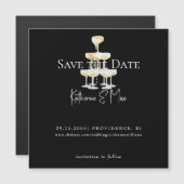 Champagne Black Wedding Save the Date Magnetic (正面/裏面)