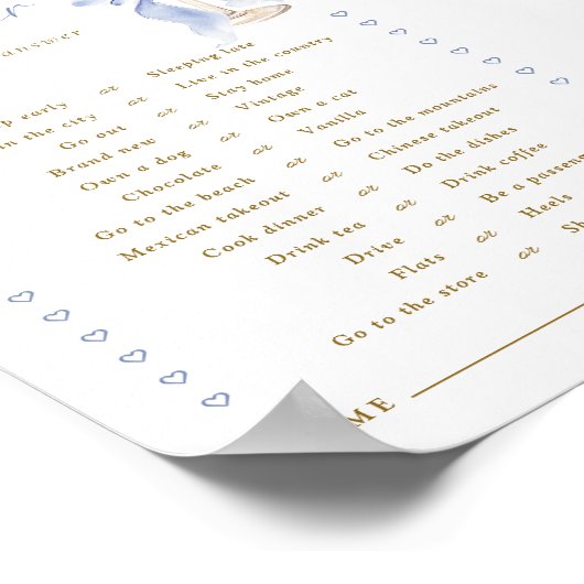  Champagne Blue Bow Would She Rather Game Digital ポスター (角)