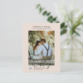 Champagne Blush PHOTO Wedding Invitation QR Code ポストカード (スタンド正面)