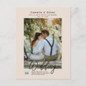 Champagne Blush PHOTO Wedding Invitation QR Code ポストカード (正面)