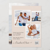 Champagne Blush PHOTO Wedding Invitation QR Code 招待状 (正面/裏面)