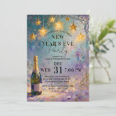 Champagne Bottle Oil Painting New Year's Eve Party 招待状 (スタンド正面)