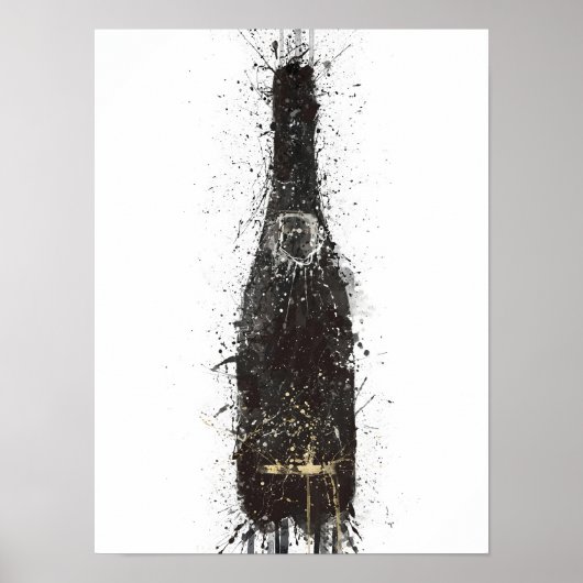 Champagne Bottle Wall Art Print 'Black Fizz' ポスター (正面)