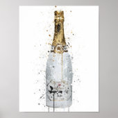 Champagne Bottle Wall Art Print 'Blanc' ポスター (正面)