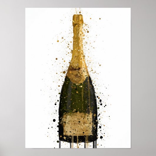 Champagne Bottle Wall Art Print 'Fool's Gold' ポスター (正面)