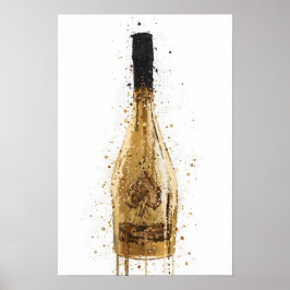 Champagne Bottle Wall Art Print 'Midas' ポスター