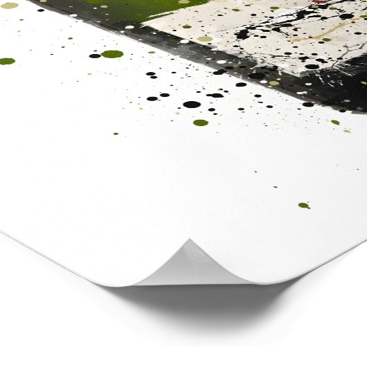 Champagne Bottle Wall Art Print 'Olive Green'  ポスター (角)