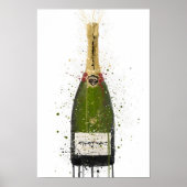Champagne Bottle Wall Art Print 'Olive Green'  ポスター (正面)