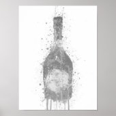 Champagne Bottle Wall Art Print 'Rosy' Grey ポスター (正面)