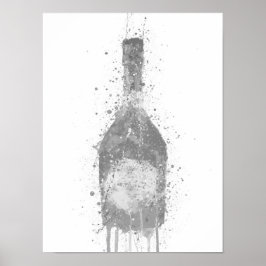 Champagne Bottle Wall Art Print 'Rosy' Grey ポスター