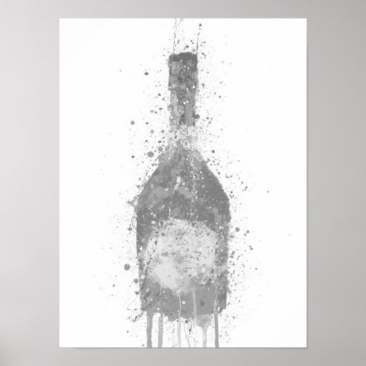 Champagne Bottle Wall Art Print 'Rosy' Grey ポスター (正面)