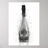 Champagne Bottle Wall Art Print 'Titanium' ポスター (正面)
