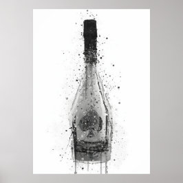 Champagne Bottle Wall Art Print 'Titanium' ポスター