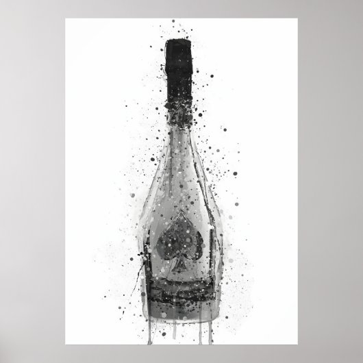 Champagne Bottle Wall Art Print 'Titanium' ポスター (正面)