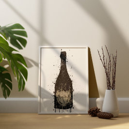 Champagne Bottle Wall Art Print 'Vanta' ポスター