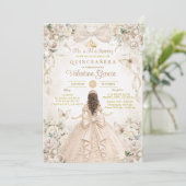 Champagne Bow Floral Quinceañera Princess 招待状 (スタンド正面)