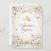 Champagne Bow Floral Quinceañera Princess 招待状 (裏面)