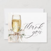 Champagne Bow Winter Neutral Elegant サンキューカード (正面)