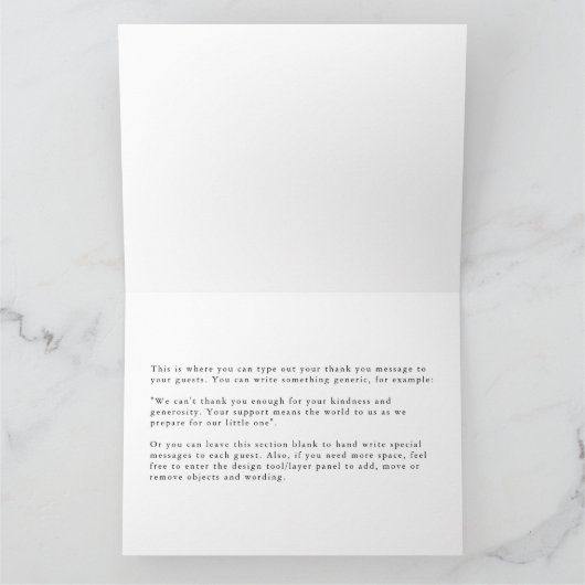 Champagne Bow Winter Neutral Elegant Folding サンキューカード (内部)