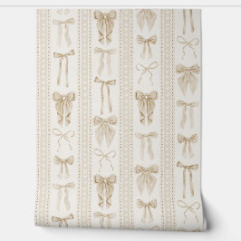 Champagne Bows with Vertical Lace Stripes  壁紙