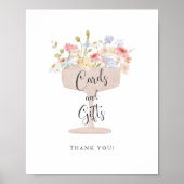 Champagne Bridal Shower Cards and Gifts Sign  ポスター (正面)