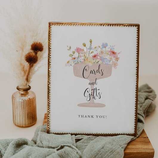 Champagne Bridal Shower Cards and Gifts Sign  ポスター