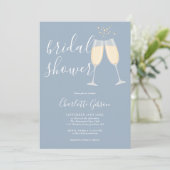Champagne Bridal Shower Dusty Blue 招待状 (スタンド正面)