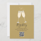 Champagne Bridal Shower QR Code Black And Gold 招待状 (裏面)