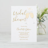 Champagne Bridal Shower QR Code Gold 招待状 (スタンド正面)