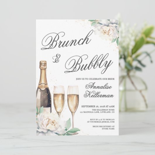 Champagne Brunch And Bubbly Bridal Shower 招待状 (スタンド正面)