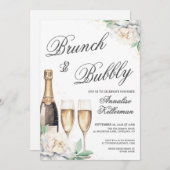 Champagne Brunch And Bubbly Bridal Shower 招待状 (正面/裏面)