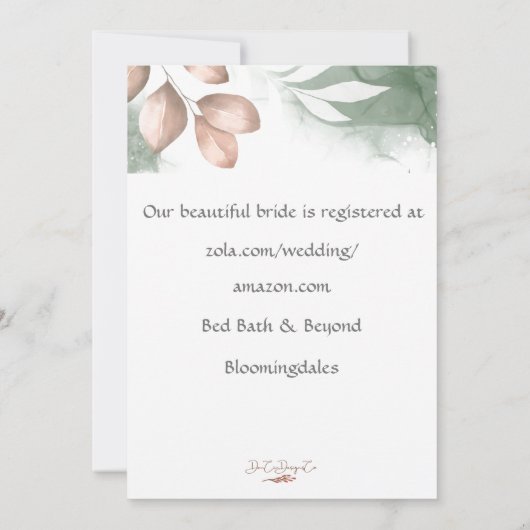 Champagne brunch bridal shower invitation 招待状 (裏面)