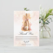 Champagne Bubbly & Gold Glitter Thank You Card 招待状 (スタンド正面)
