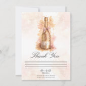 Champagne Bubbly & Gold Glitter Thank You Card 招待状 (正面)