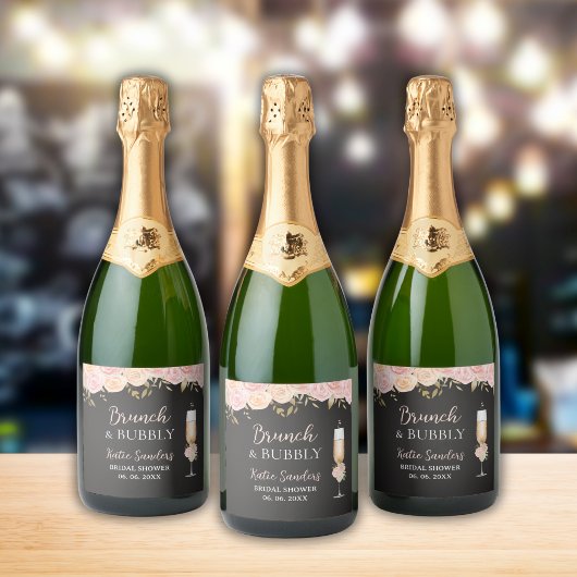 Champagne Celebration Bridal Shower Exquisite Flow スパークリングワインラベル