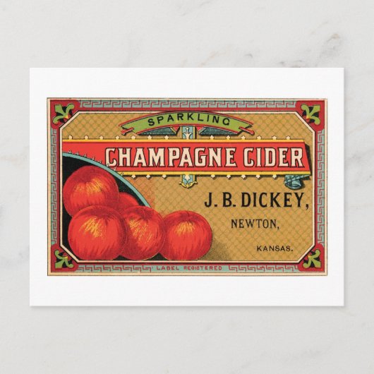 Champagne Cider JB Dickey、ニュートン、カンザス ポストカード (正面)