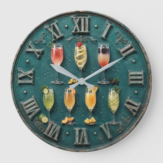 Champagne Cocktail Home Bar Decor ラージ壁時計 (正面)