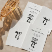 Champagne coupe Black Bow Birthday Party Invite 招待状